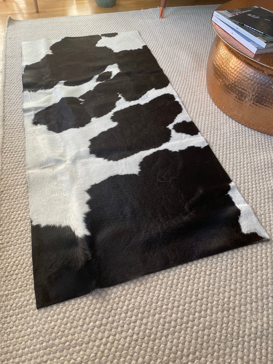 Natural Cowhide Rug/Runner, Black & Ivory, W50 x L150 cm