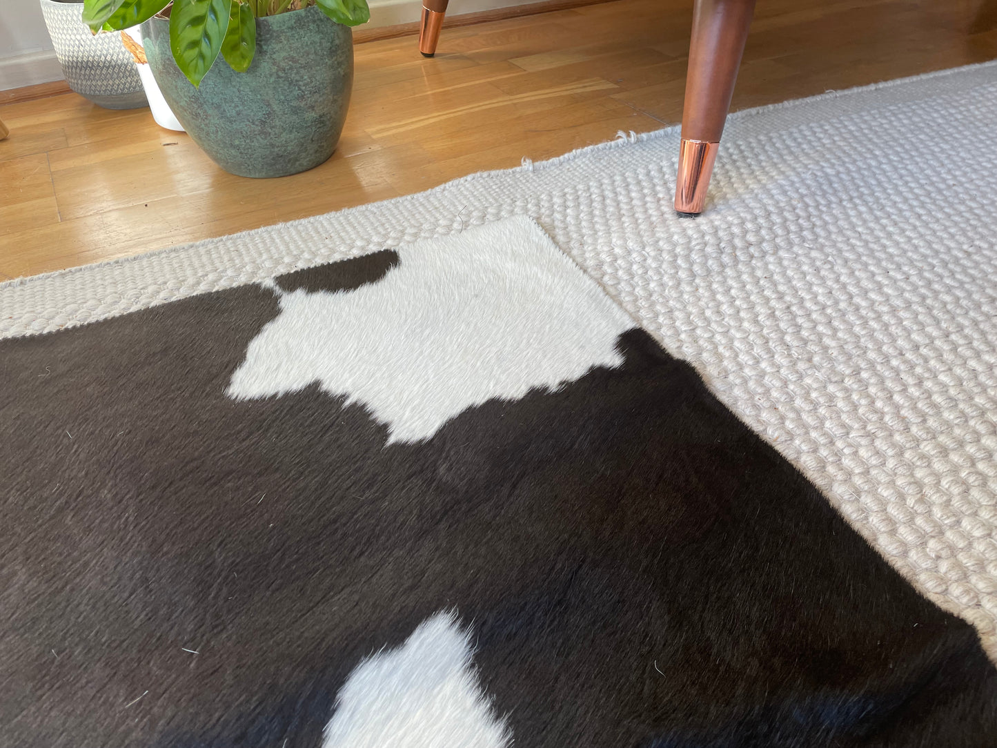 Natural Cowhide Rug/Runner, Black & Ivory, W50 x L150 cm