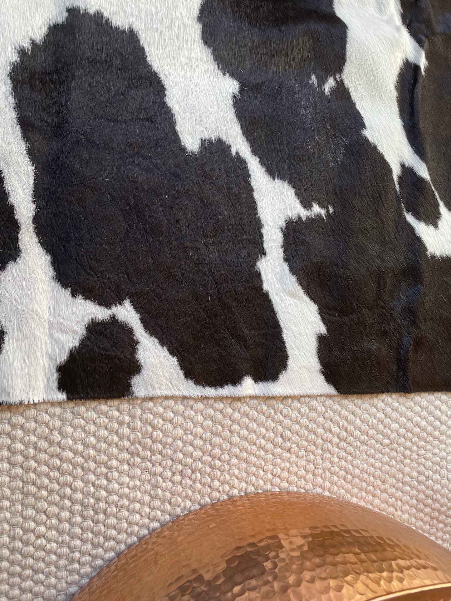 Natural Cowhide Rug/Runner, Black & Ivory, W50 x L150 cm