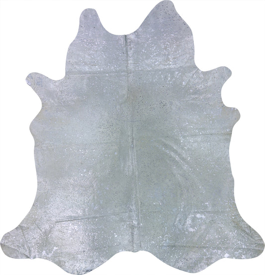 Premium Natural Brazilian Cowhide Metallic Silver on Off-White Large 3–5 m²