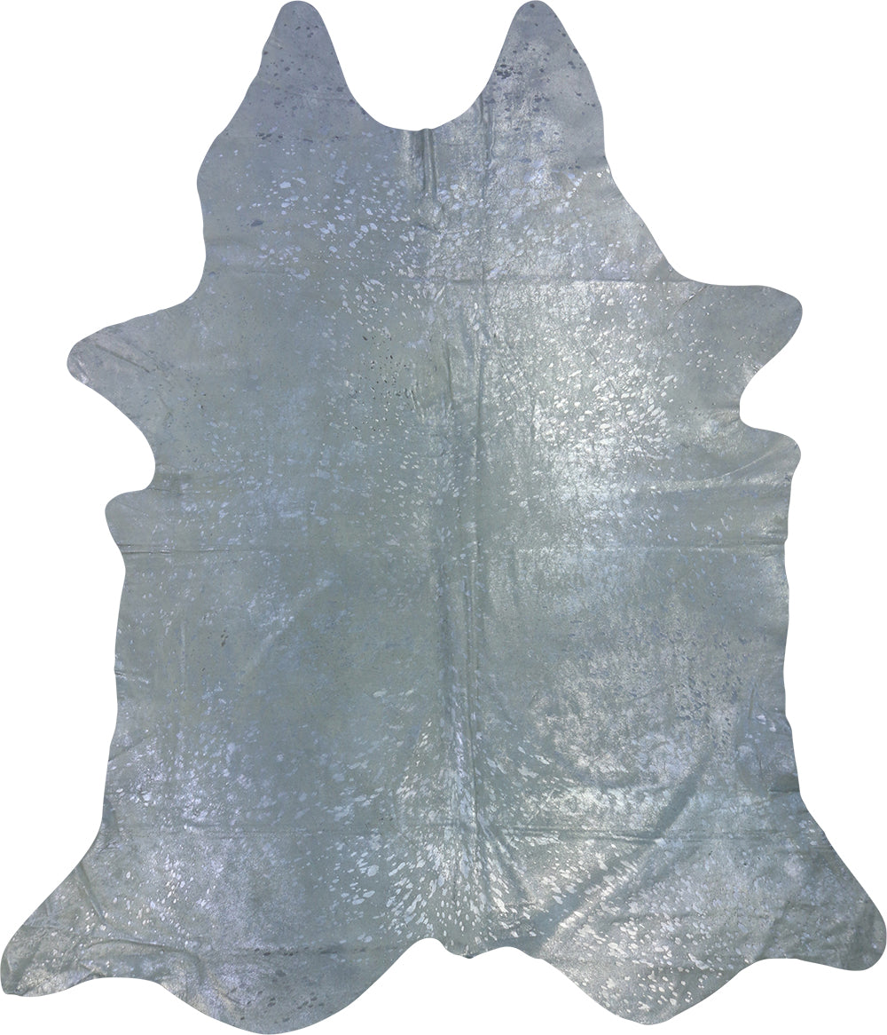 Premium Natural Brazilian Cowhide Metallic Silver on Off-White Large 3–5 m²