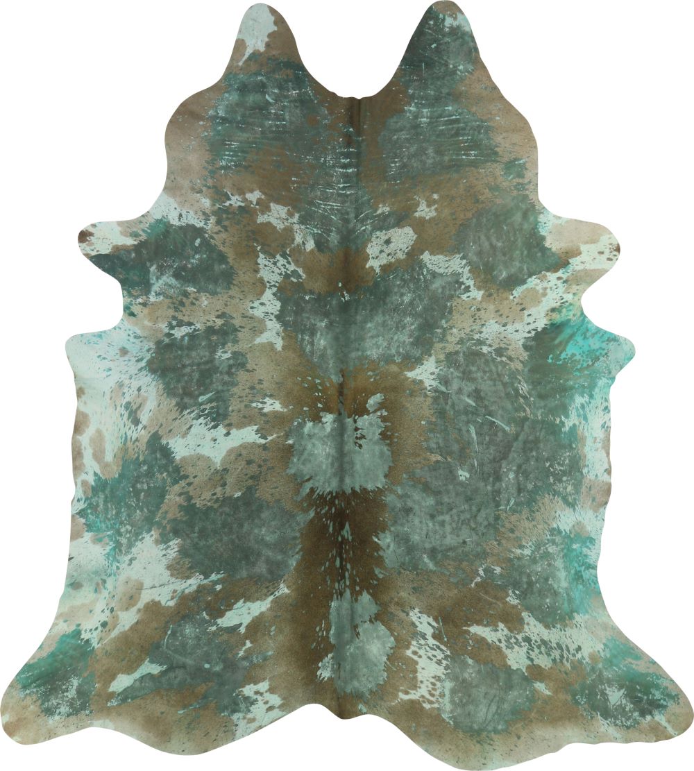 Premium Natural Brazilian Cowhide Acid Wash Teal Large 3–5 m²