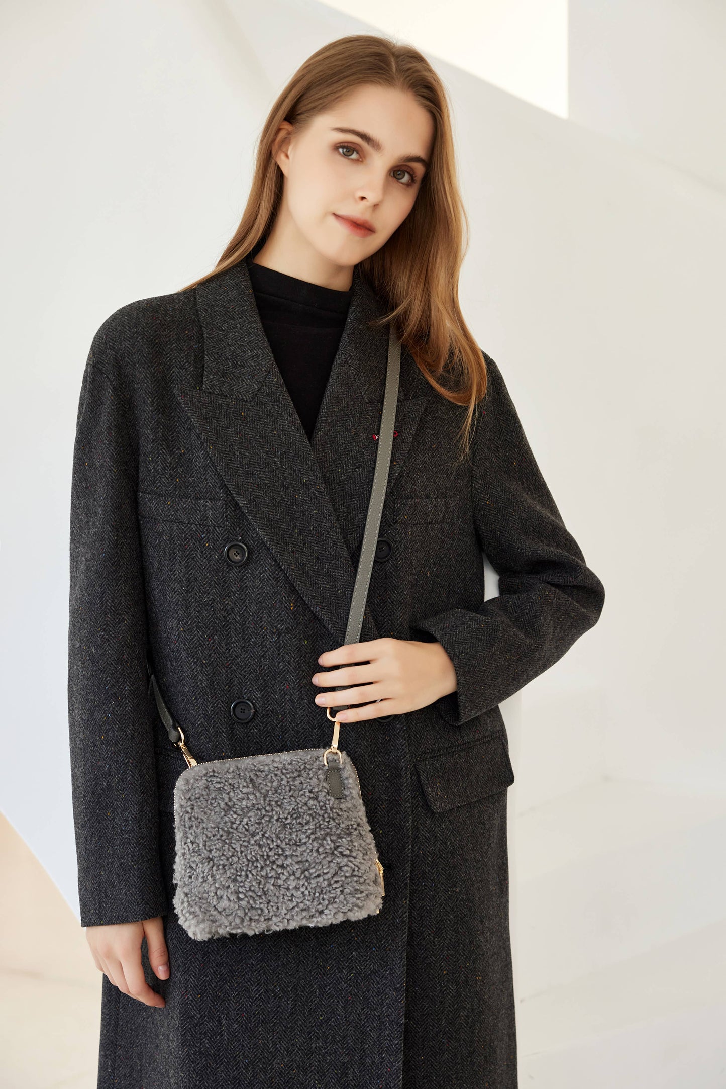 Zita Faux Shearling Crossbody Bag by Clemés