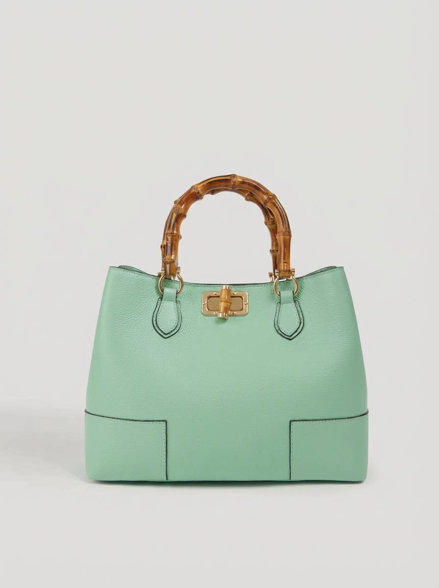 Ginevra Bamboo-Handle Leather Bag by Clemés
