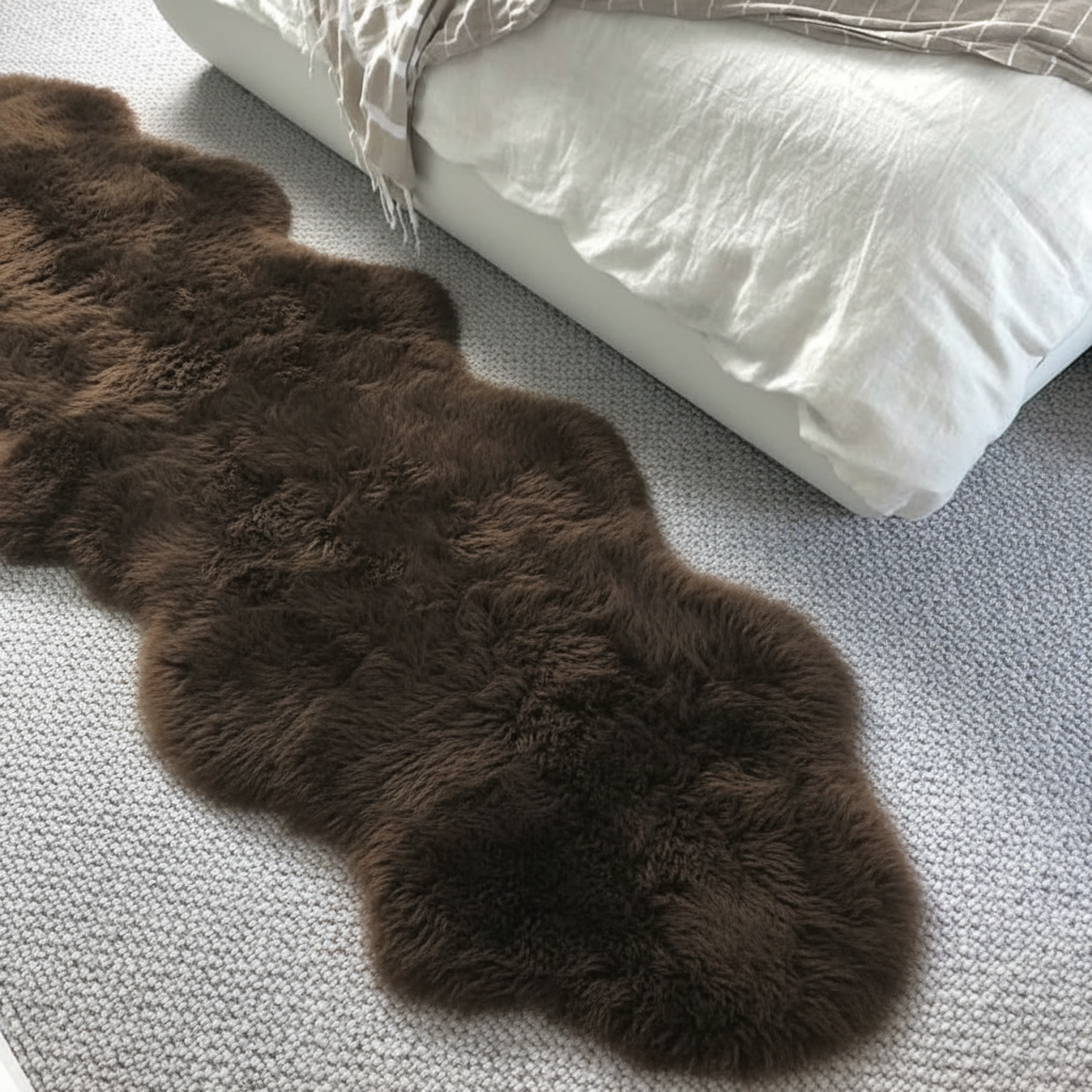 Natural Premium New Zealand Sheepskin Rug & Throw, Double, W65 x L180 cm (Chocolate)
