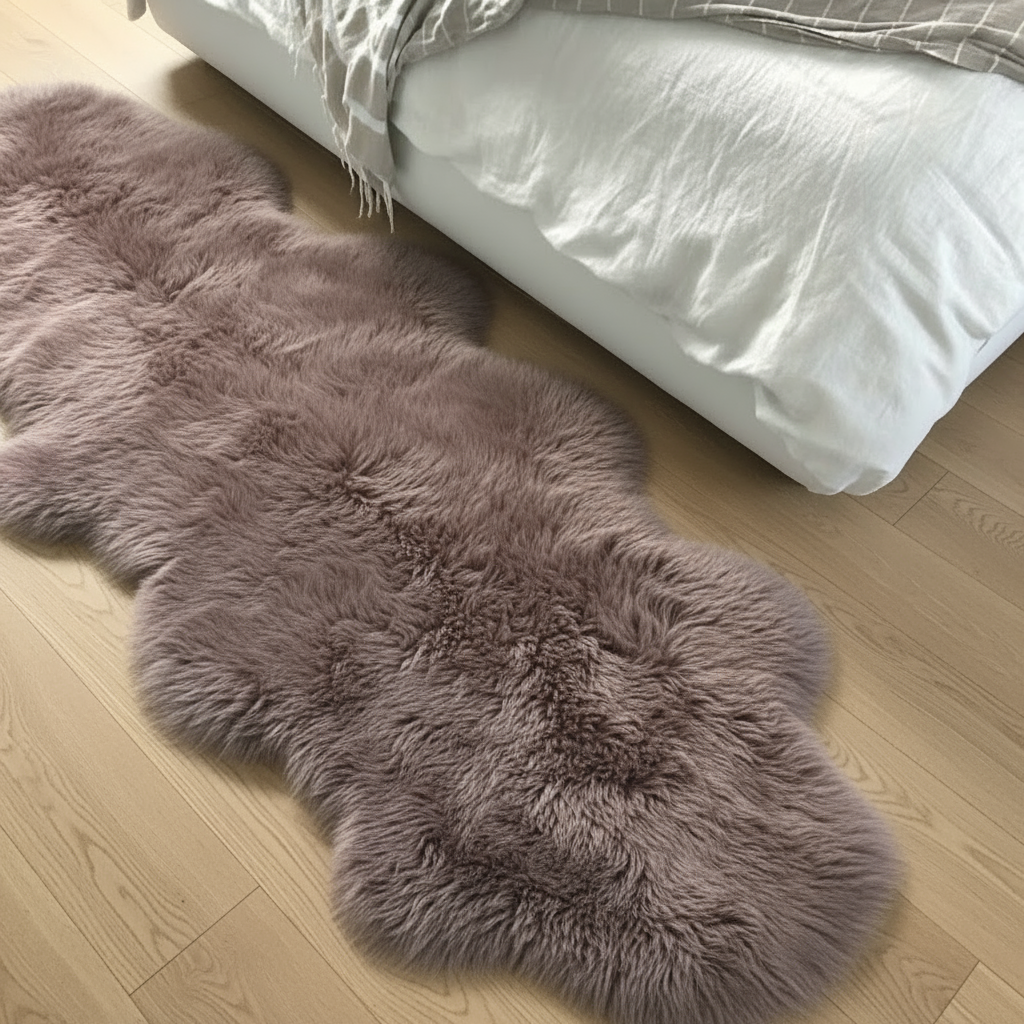 Natural Premium New Zealand Sheepskin Rug & Throw, Double, W65 x L180 cm, Dusty Rose