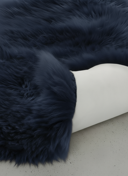 Natural Premium New Zealand Sheepskin Rug & Throw, Quad, W105 x L180 cm, Navy