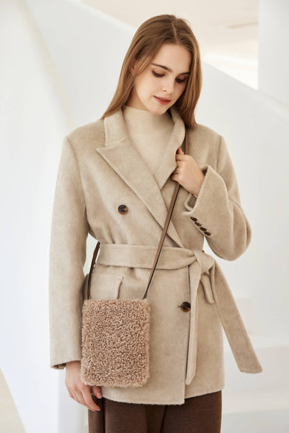 Pia Faux Shearling Phone Crossbody Bag by Clemés