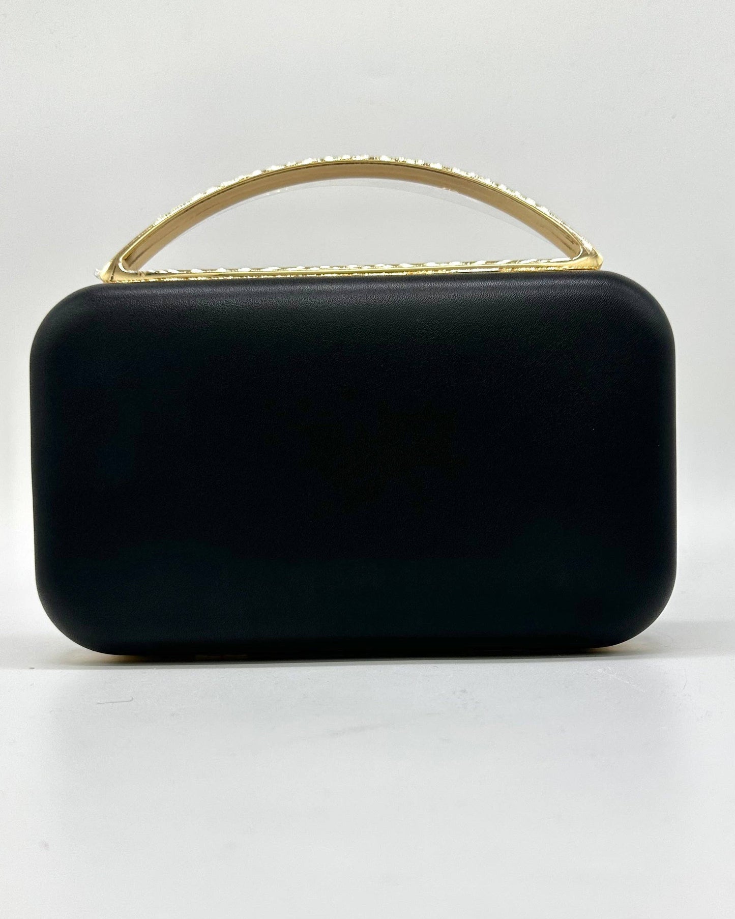 Odette Crystal Minaudière Clutch with Gold Handle by Clemés