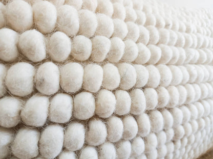 Pair of Natural Wool Lumbar Rectangular Cushion 30 x 50 cm