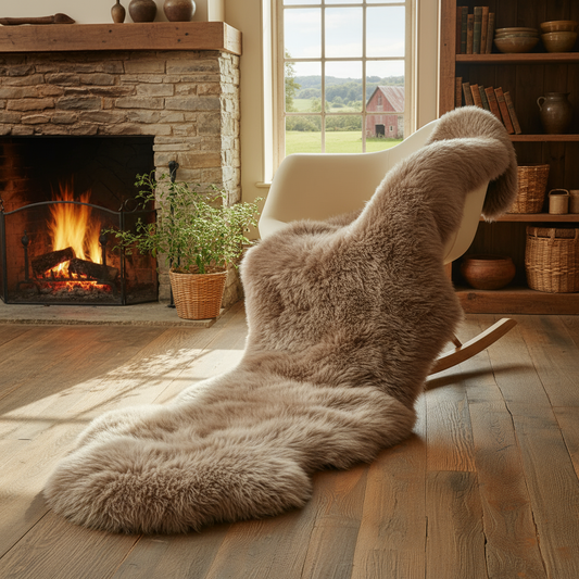 Natural Premium New Zealand Sheepskin Rug & Throw, Double, W65 x L180 cm, Taupe