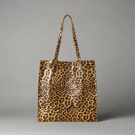 Lupa Leopard Print Leather Shopper Bag with Pouch by Clemés