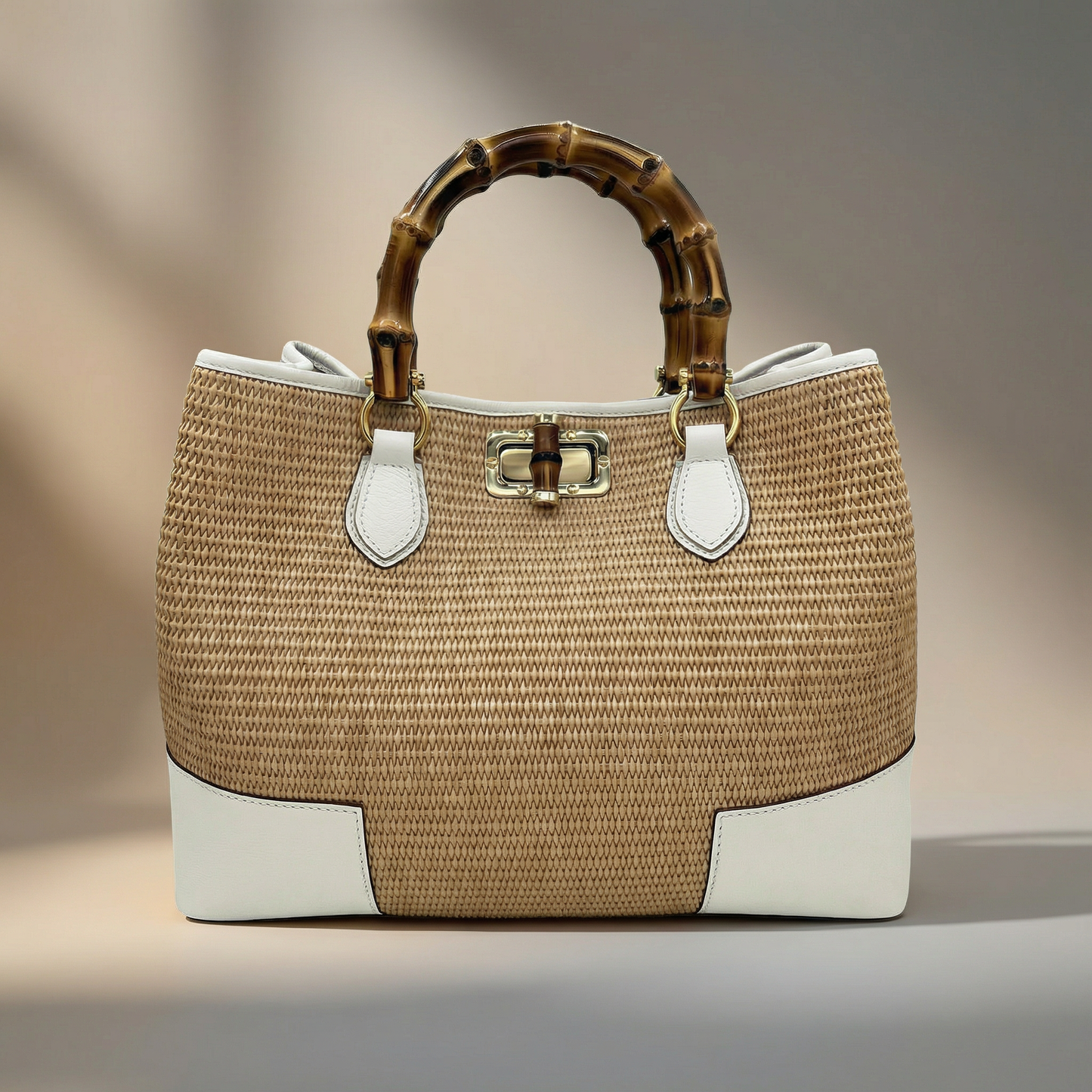 Ginevra Bamboo-Handle Raffia Bag by Clemés