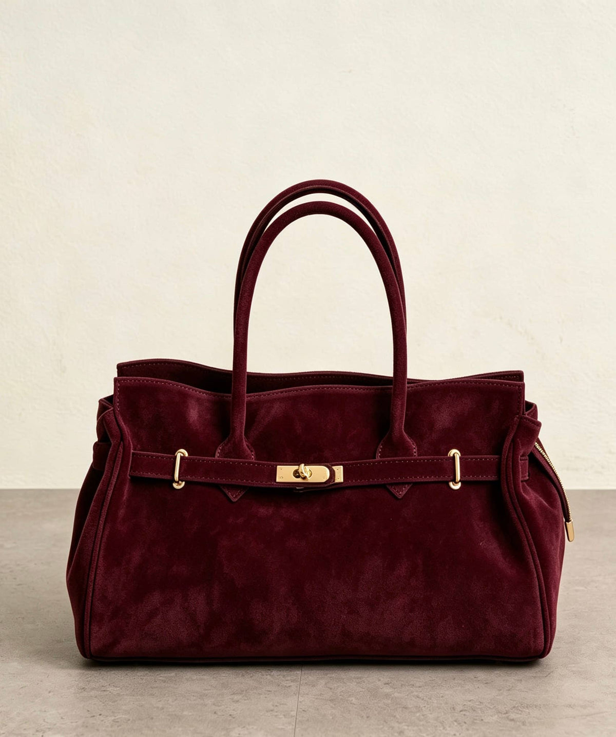 Zoe Suede Tote by Clemés - Burgundy - front