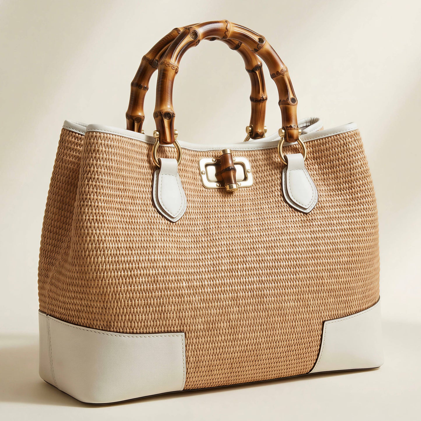 Ginevra Bamboo-Handle Raffia Bag by Clemés