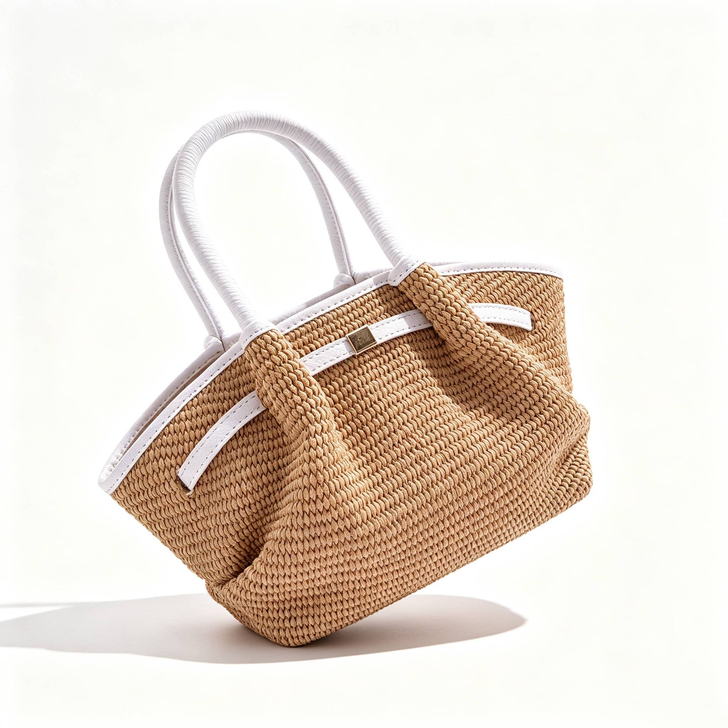 Serafina Mini Raffia & Leather Tote by Clemés