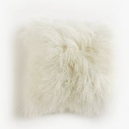 Natural Premium Mongolian Tibetan Sheepskin Cushion, 40 x 40 cm
