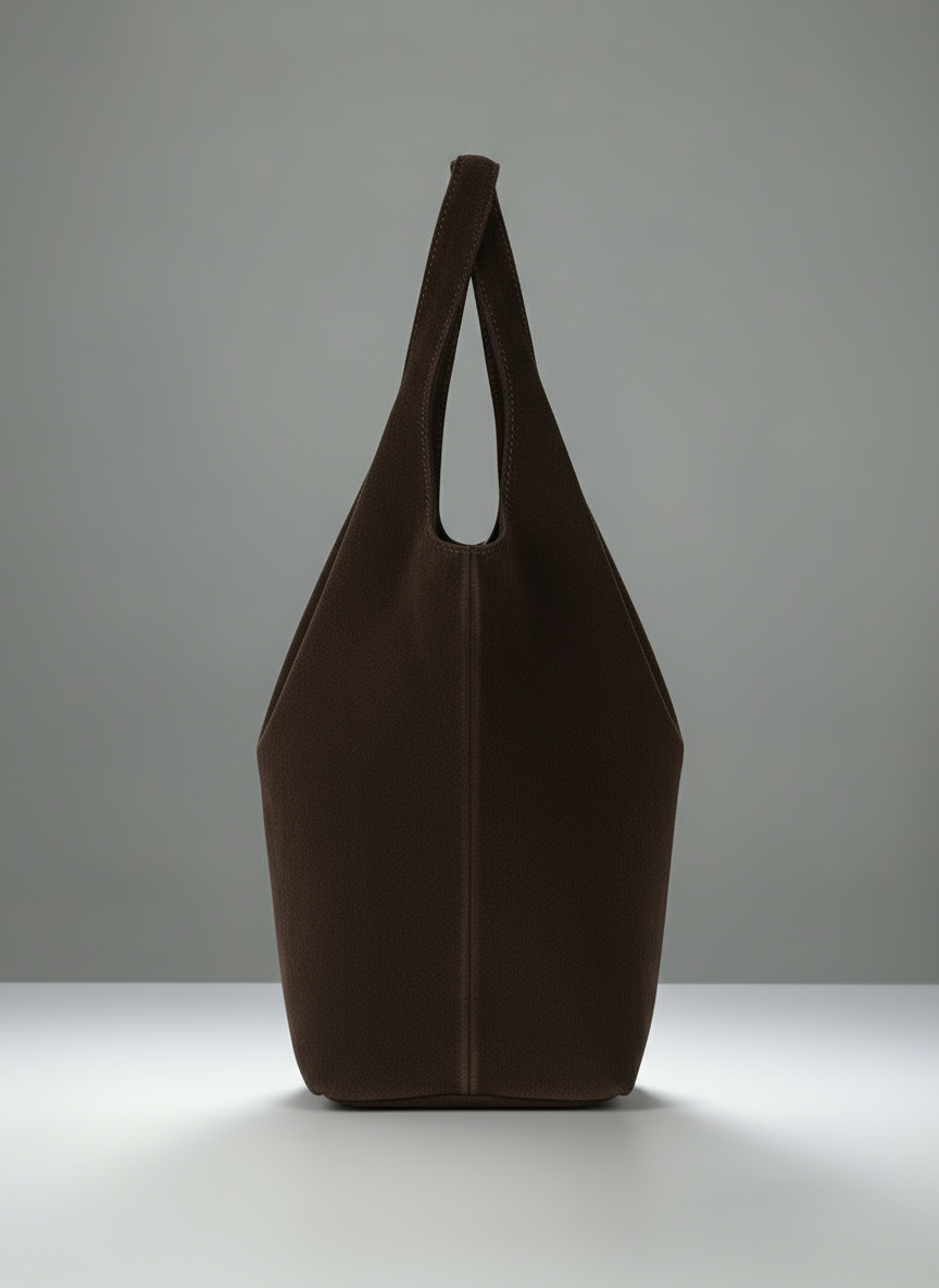 Giannina Suede Leather Shoulder Tote Bag With Internal Pouch by Clemés (Dark Chocolate)