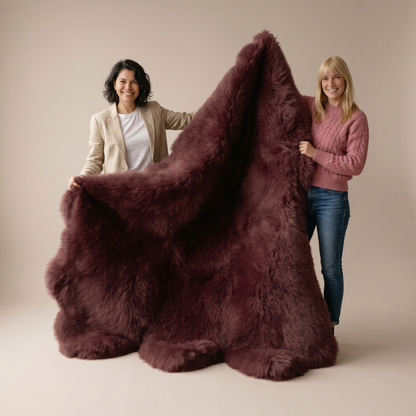 Sexto New Zealand Sheepskin, L180 x W150 cm, X-Large, Aubergine