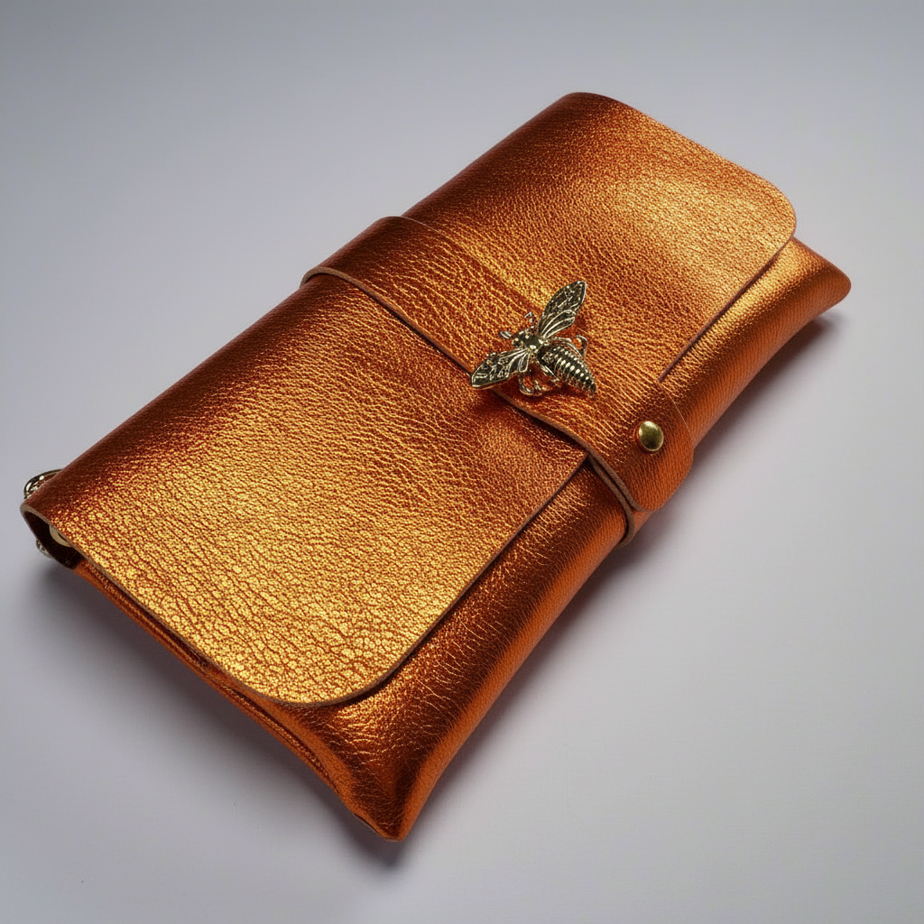 Anima Suede Leather Metallic Clutch Shoulder Bag by Clemés (7 Colours)