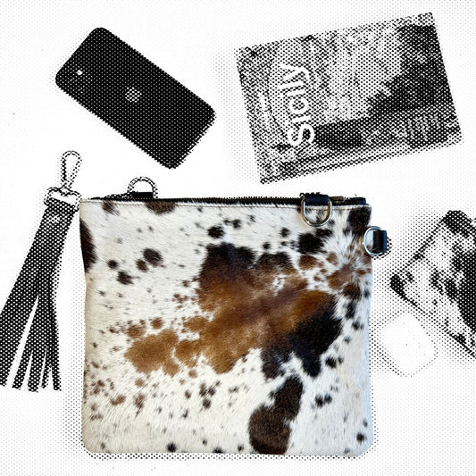 Natural Cowhide Double-Sided Crossbody Bag, Large (26 x 23 cm)