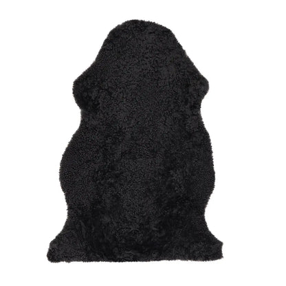 Natural Curly Sheepskin Rug, Black