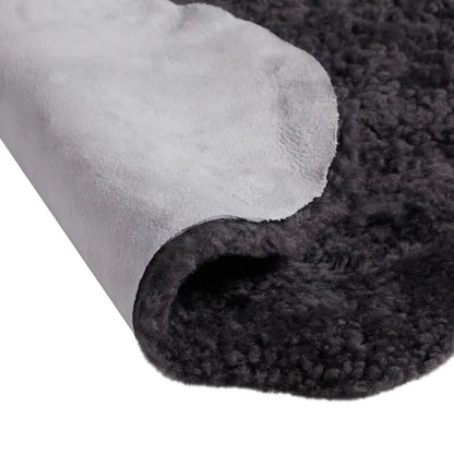 Natural Curly Sheepskin Rug, Black