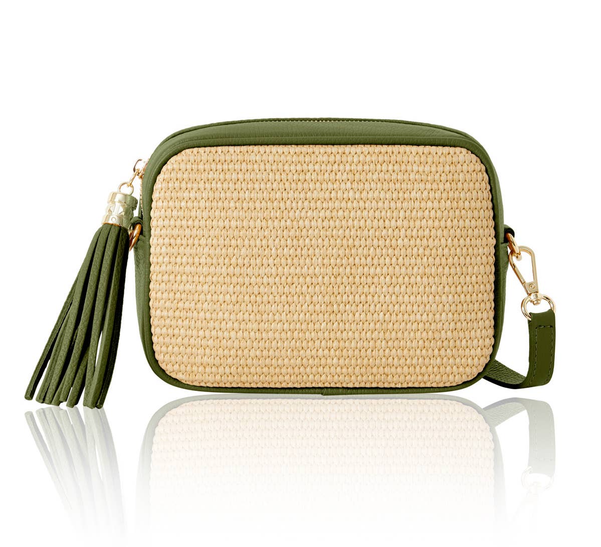 Éloise Raffia & Leather Tassel Camera Crossbody Bag by Clemés