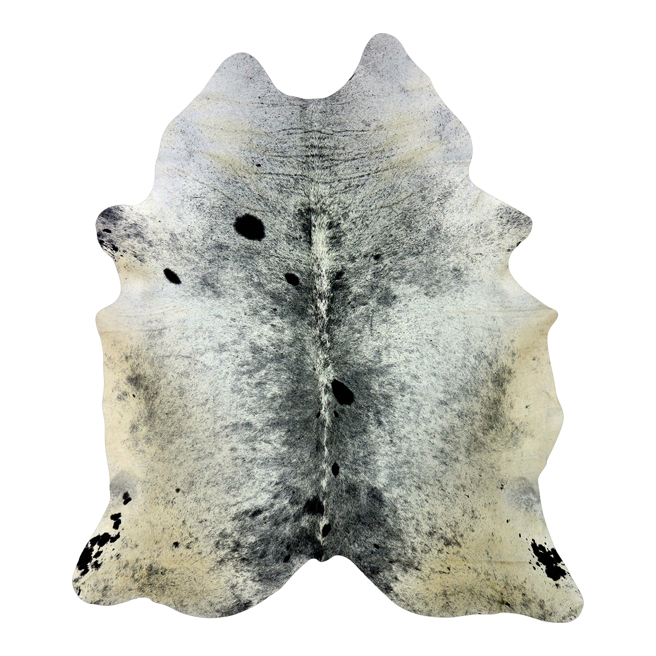 Salt and pepper grey cowhide rug, cut-out on transparent background