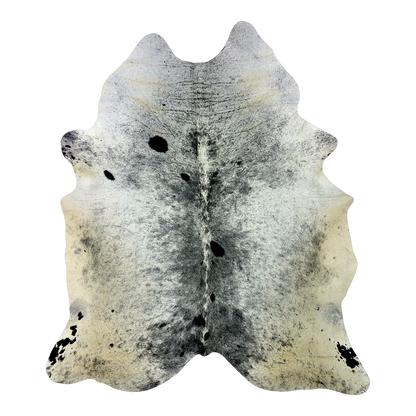 Salt and pepper grey cowhide rug, cut-out on transparent background
