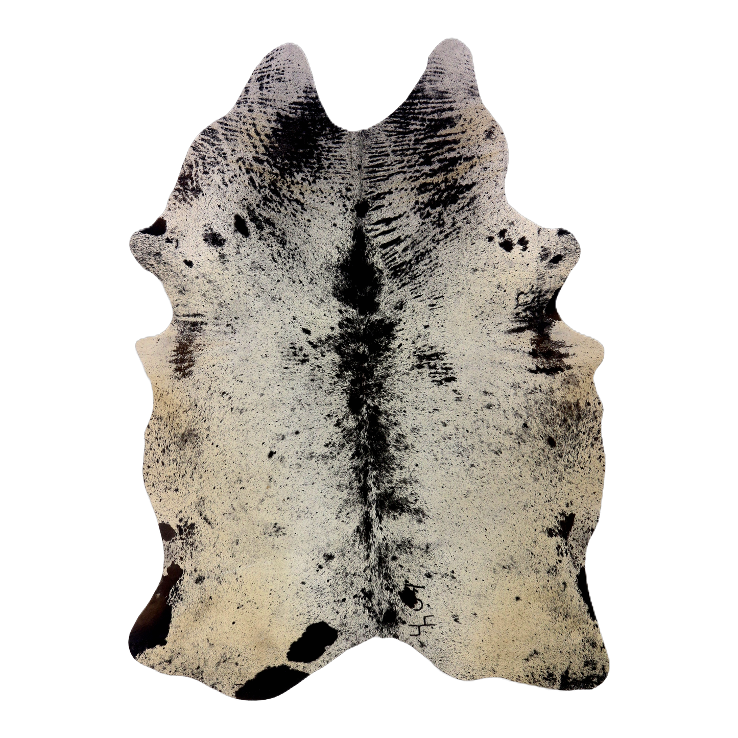 Black salt and pepper cowhide rug, cut-out on transparent background