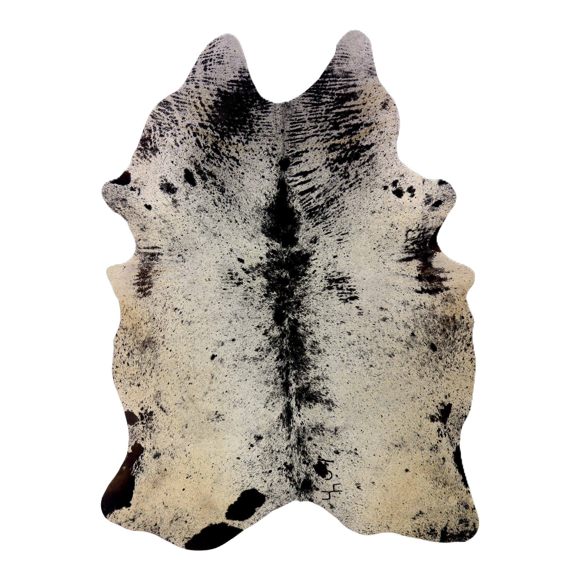 Black salt and pepper cowhide rug, cut-out on transparent background