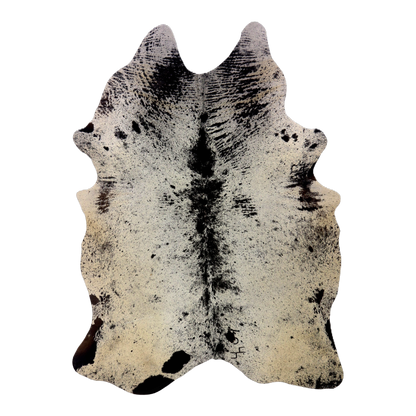 Black salt and pepper cowhide rug, cut-out on transparent background