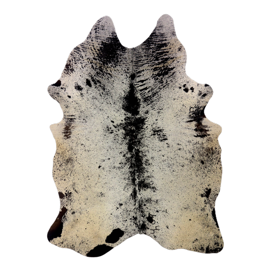 Black salt and pepper cowhide rug, cut-out on transparent background