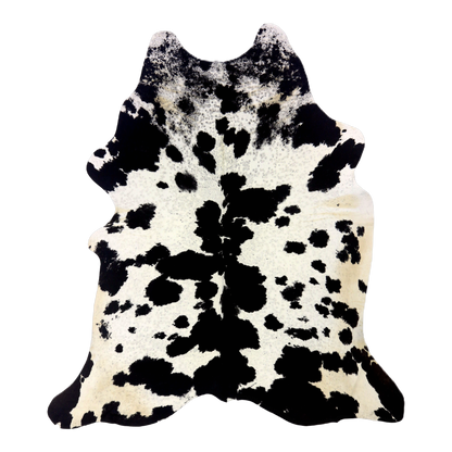 Black and white cowhide rug, cut-out on transparent background