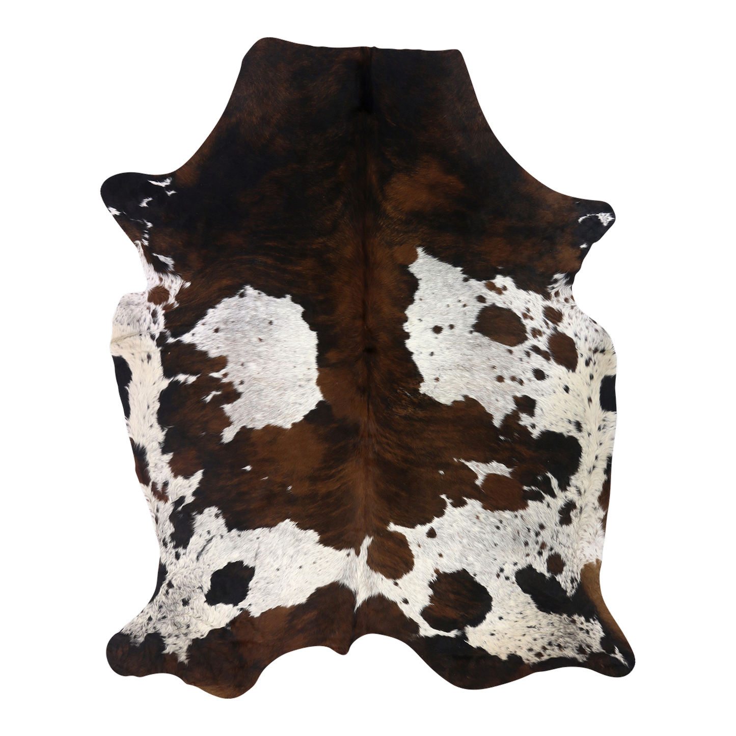 Tri colour brindle cowhide rug, cut-out on transparent background
