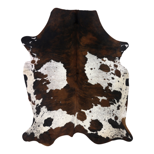 Tri colour brindle cowhide rug, cut-out on transparent background