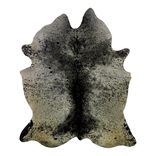 Black and white speckled cowhide rug, cut-out on transparent background