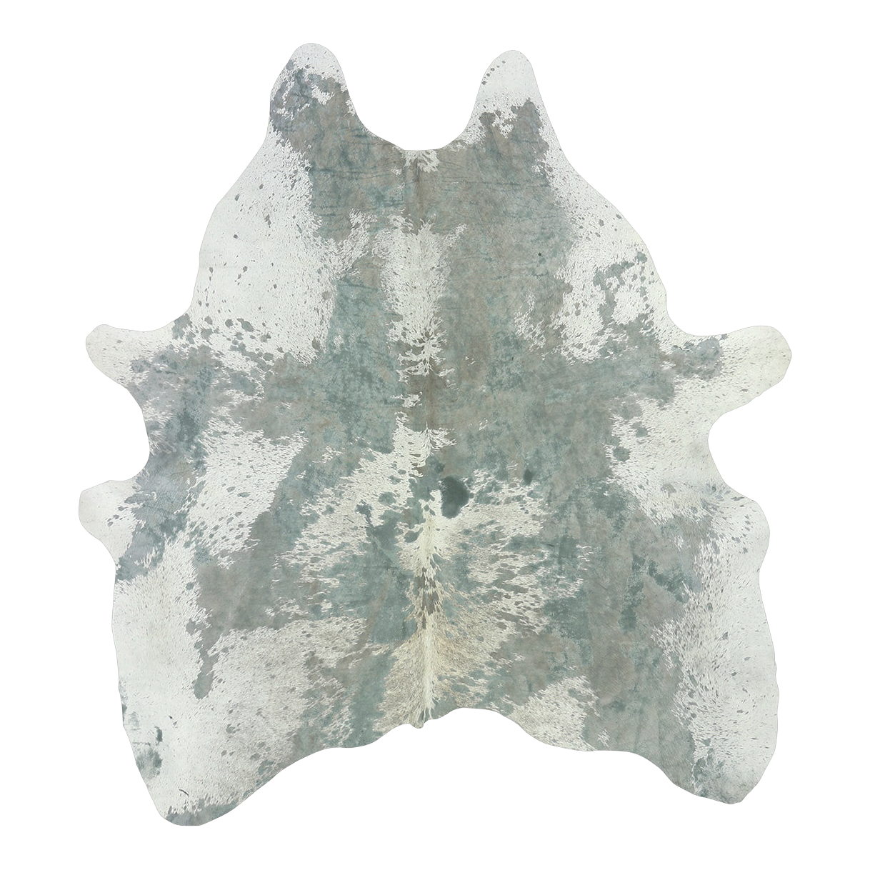 Acid wash platinum cowhide rug, cut-out on transparent background