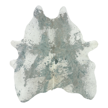 Acid wash platinum cowhide rug, cut-out on transparent background