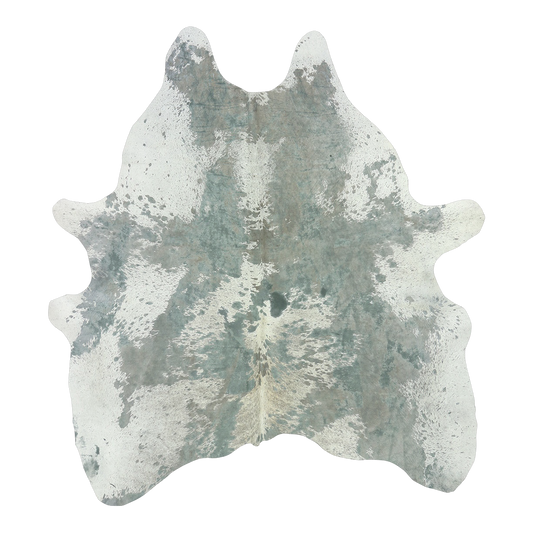 Acid wash platinum cowhide rug, cut-out on transparent background