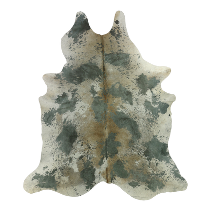 Acid wash sage green cowhide rug, cut-out on transparent background