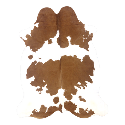 Brown and white cowhide rug, cut-out on transparent background