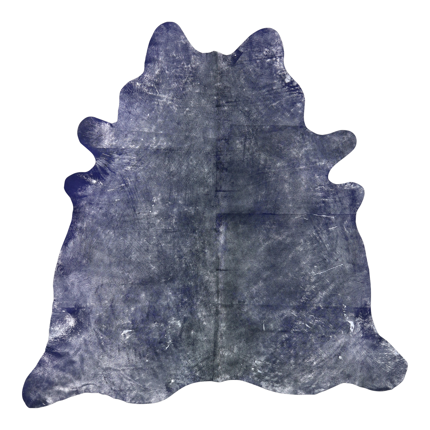 Metallic indigo cowhide rug, cut-out on transparent background