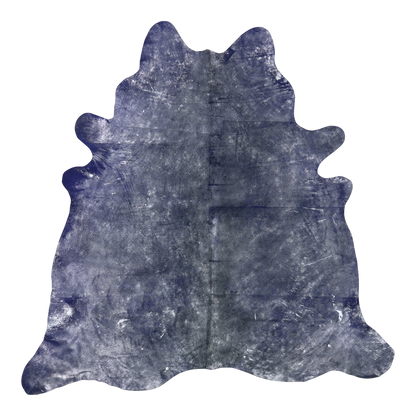 Metallic indigo cowhide rug, cut-out on transparent background