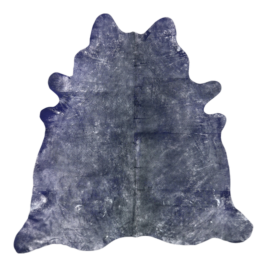 Metallic indigo cowhide rug, cut-out on transparent background