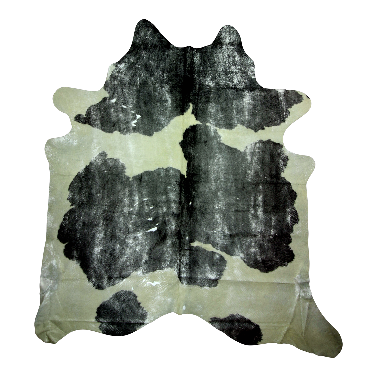 Metallic silver brushed cowhide rug, cut-out on transparent background