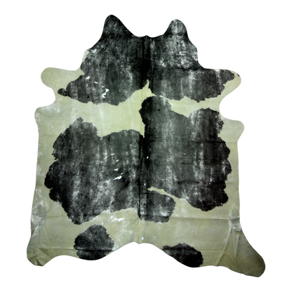 Metallic silver brushed cowhide rug, cut-out on transparent background