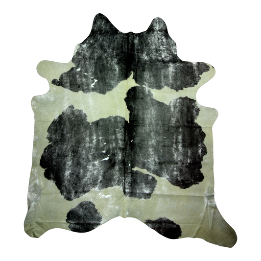 Metallic silver brushed cowhide rug, cut-out on transparent background