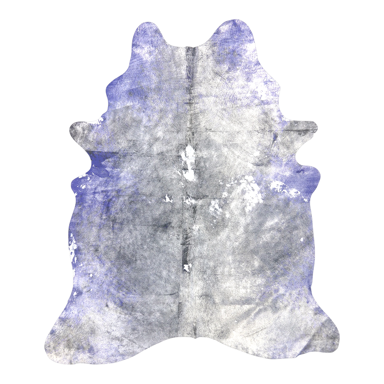 Metallic violet and grey cowhide rug, cut-out on transparent background